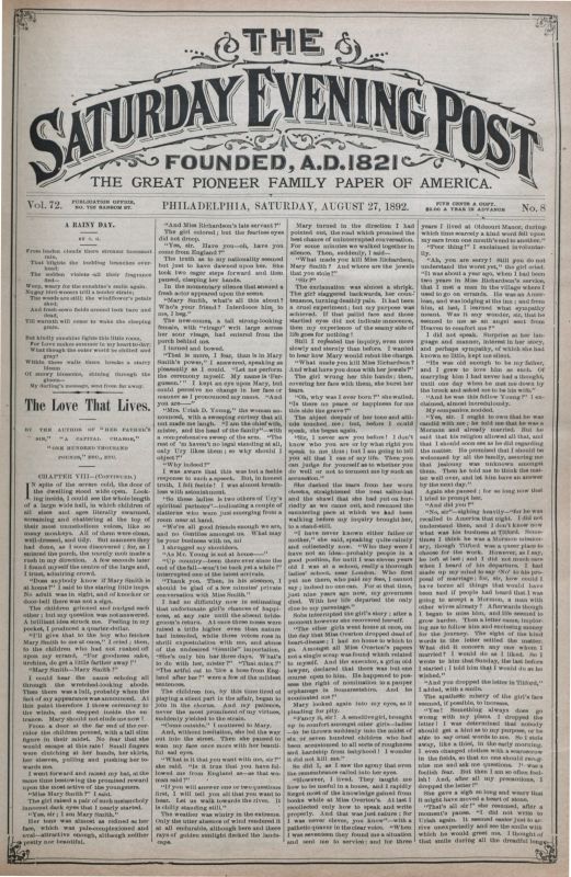 August 27, 1892 The Saturday Evening Post