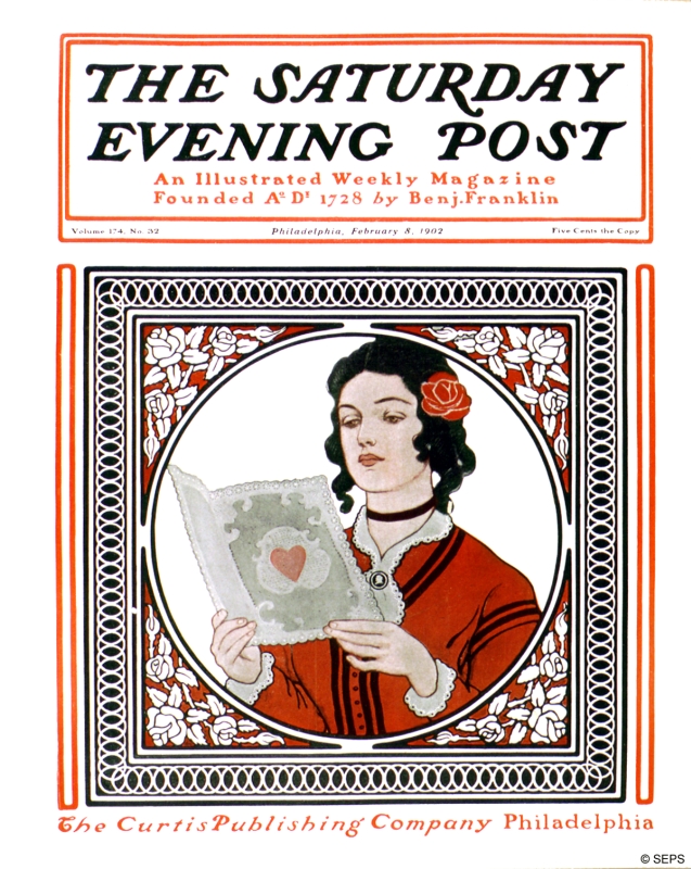 Lady Reading Valentine's Card | The Saturday Evening Post