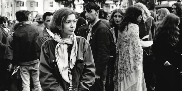 Joan Didion in a crowd