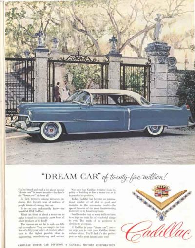 Cadillac car ad in The Saturday Evening Post, 1954.