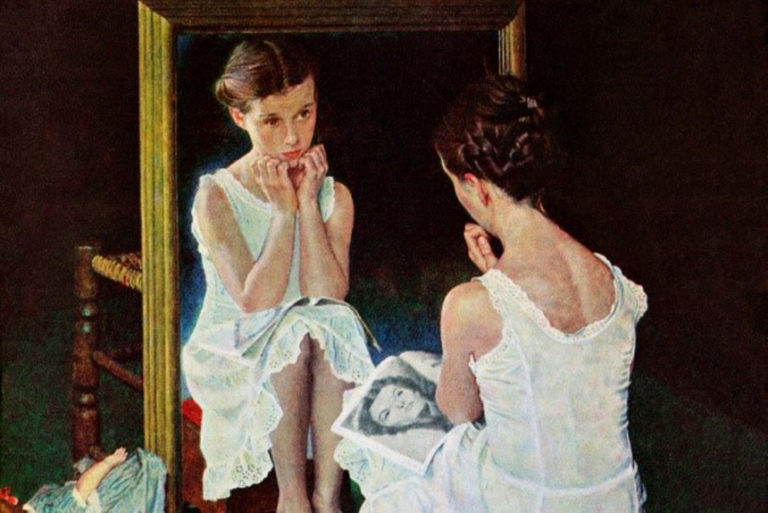 rockwell painting girl looking in mirror        
        <figure class=